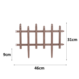 Kit com 1,4m de Cerca Estilo Madeira Plástica Decorativa para Jardim e Canteiro - Marrom - 2