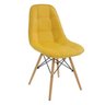 Cadeira Banqueta Eiffel Casa Botone Courino com Encosto Madeira - Amarelo - 2
