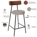 Ver imagem 4 de Kit 02 Banquetas Baixa Cozinha Sala Jantar Bancada Milão L02 Couríssimo Marrom Linho Bege - lyam dec