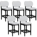 Ver imagem 1 de Kit 05 Banquetas Baixa Bar Cozinha E Sala De Jantar Fixa Betta L02 Preto Linho Cinza - Lyam Decor