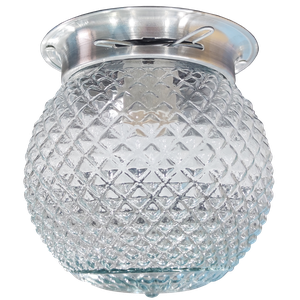 Plafon Colonial Alumínio Natural Globo Bico de Jaca Incolor