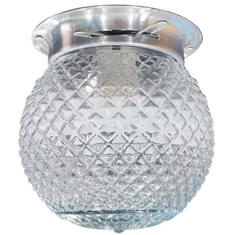 Plafon Colonial Alumínio Natural Globo Bico de Jaca Incolor