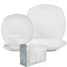 Jogo de Jantar 20 Peças Porcelana Quadrado Pratos Xicara Pires Cozinha (Dmp4222) - 1