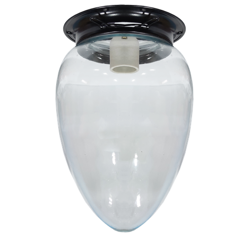 Plafon Colonial Aluminio Preto com Globo Pera Transpar