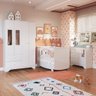 Quarto Bebê Completo Com Berço 3 em 1 Guarda Roupa e Cômoda Peroba MDF Branco - 2