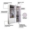 Quarto Bebê Completo Com Berço 3 em 1 Guarda Roupa e Cômoda Peroba MDF Branco - 7
