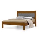 Ver imagem 1 de Cama de Casal Viena com Cabeceira Captonê Veludo Cinza Madeira Castanho