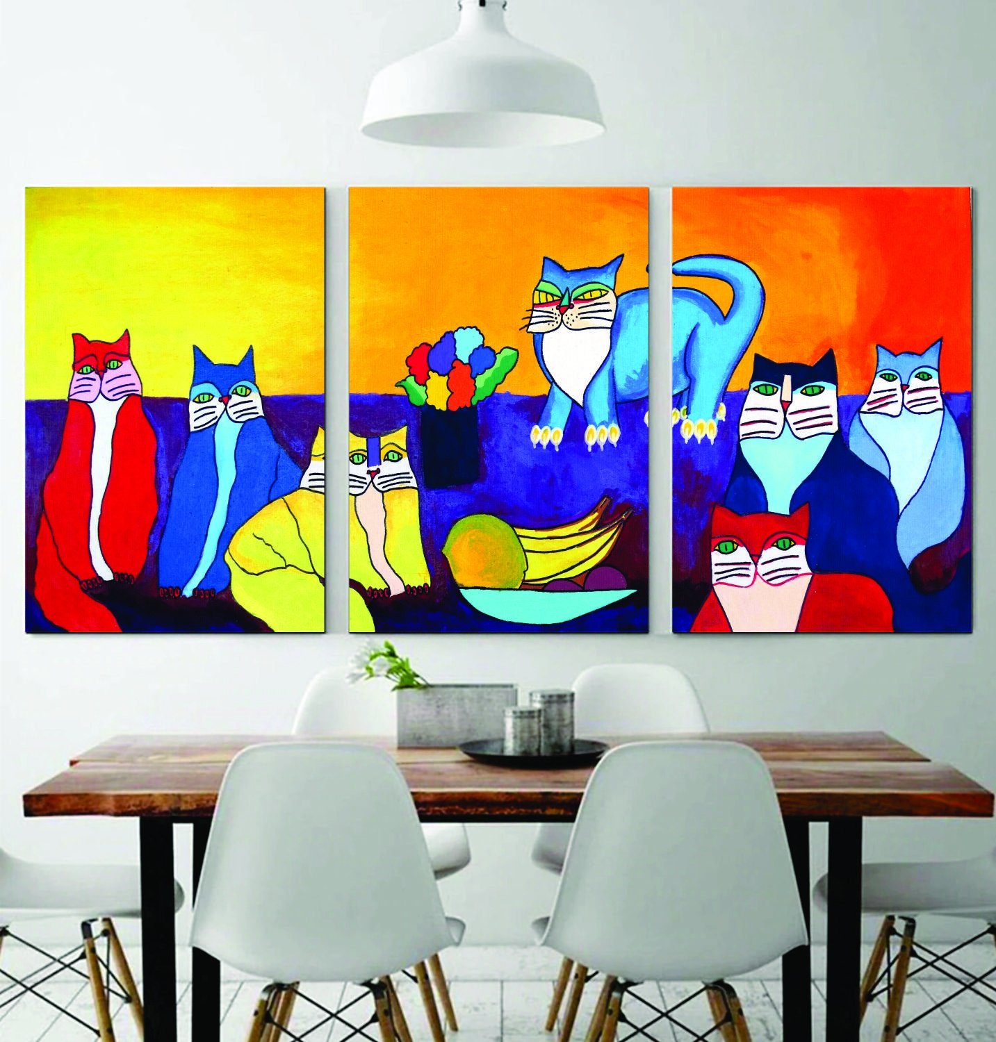 Conjunto com 3 Lindas Pinturas de Quadros Decorativos Pintado a Mão com 3 Unidades Medindo 90x60cm C - 2