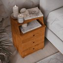 Ver imagem 4 de Mesa de Cabeceira Linea 3 Gavetas MDP MDF Freijó EJ Móveis