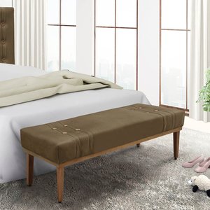 Calçadeira Recamier Casal King 195cm Cléo Suede Caramelo