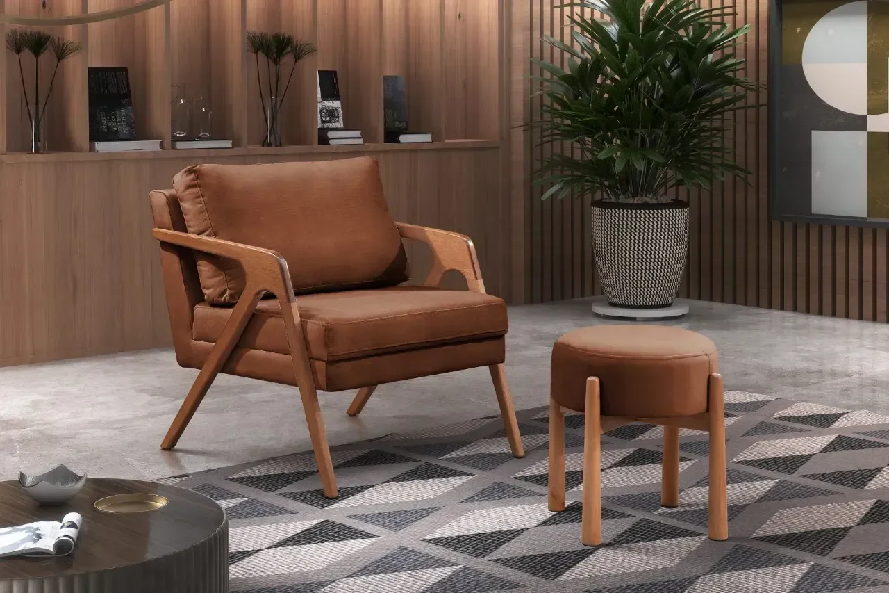 Ver imagem 5 de Poltrona Mona Premium Corino:corino Caramelo