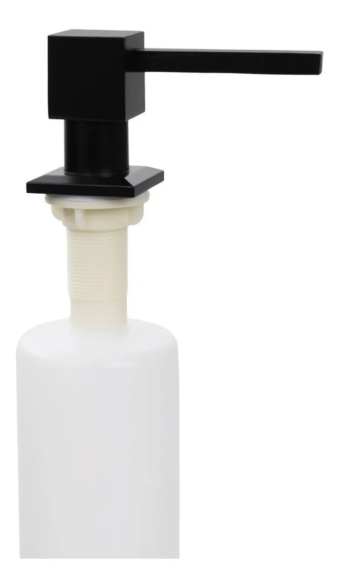 Dispenser Detergente Preto Quadrado Inox Embutir Demima Deimima De Embutir