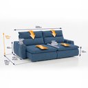 Ver imagem 2 de Sofá Retrátil Reclinável Lugano 2,20m USB e Porta Copos Linho Azul - King House