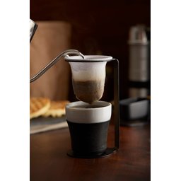 Mini Coador de Café Individual Prata Pressca. Suporte em Aço Resistente. Refil de Algodão. 15cm de a - 4