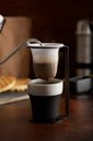 Ver imagem 4 de Mini Coador de Café Individual Prata Pressca. Suporte em Aço Resistente. Refil de Algodão. 15cm de a