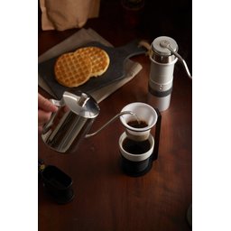 Mini Coador de Café Individual Prata Pressca. Suporte em Aço Resistente. Refil de Algodão. 15cm de a - 3