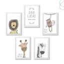 Ver imagem 1 de Kit 5 Quadros Decorativos Infantil Safari com Moldura:branca