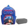 Kit Mochila Escolar Infantil Capitão América e Estojo Duplo Académie Cinza - Edu Bolsas - 1