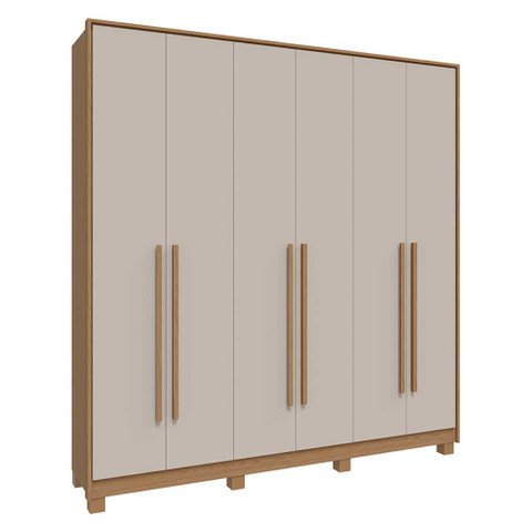 Guarda Roupa Casal New Paranoá com 6 Portas e 2 Gavetas Móveis Rimo Carvalho/off White