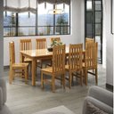 Ver imagem 1 de Conjunto com Mesa de Jantar 180cm Retangular e 8 Cadeiras 100% Madeira Maciça Essen Espresso Móveis Marrom/Nogueira