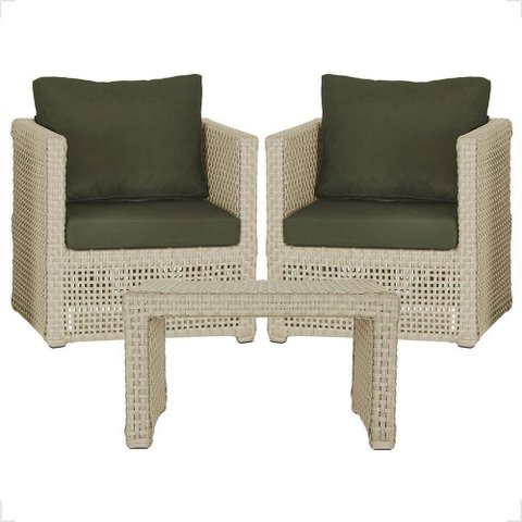Mesa e 2 Poltronas Madri Corda Náutica Estofado 13 Trama Rami