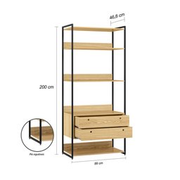 Guarda Roupa Closet Industrial Solteiro 2 Gavetas - Pinus - 4