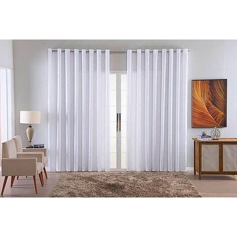 Cortina Jacquard Luxo em Tecido Semi Blackout Sala 2,70x1,80:branco
