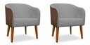 Ver imagem 1 de Kit 02 Poltronas Cadeira Luiza Corino Nozes e Linho Cinza Sala de Jantar Recepção Escritório Do Lar