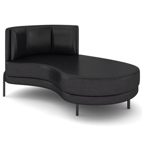 Chaise Longue Divã 164cm Braço Direito Logus D06 Sintético Preto - Mpozenato
