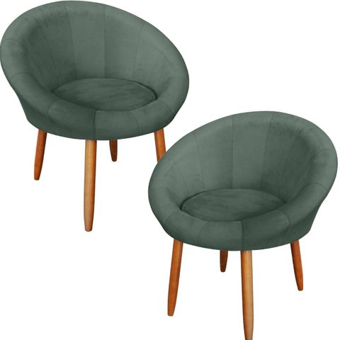 Kit 2 Poltronas Decorativa para Sala de Espera Recepção Resistente Escritório Tecido Veludo Luxo