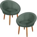 Ver imagem 1 de Kit 2 Poltronas Decorativa para Sala de Espera Recepção Resistente Escritório Tecido Veludo Luxo