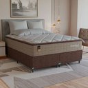 Ver imagem 1 de Cama Box Queen + Colchão Comfort Class Pillow Top 158x198cm Bege/suede Marrom