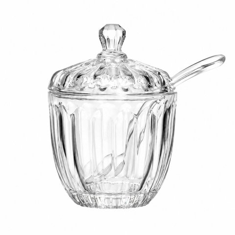 Acucareiro com Colher Geneva 8cm x 11cm Cristal Wolff