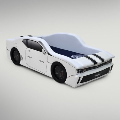 Cama Carro Chevy Solteiro Estofada com Rodas Embutidas:branca