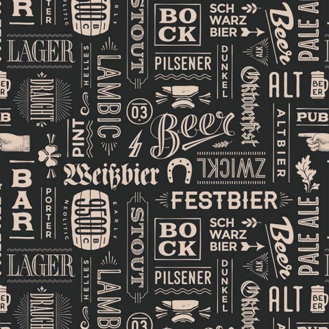Papel de Parede Temático Tipos de Cerveja Escrita 1,5m
