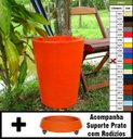 Ver imagem 2 de Kit Vaso Planta + Prato Rodízio 50x40 Redondo Cônico Polietileno BGPLASTICOS BEGE CASTANHA 012