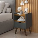 Ver imagem 2 de Mesa de Cabeceira Pés Antiumidade Estilo Retrô Alice:cinza/freijo