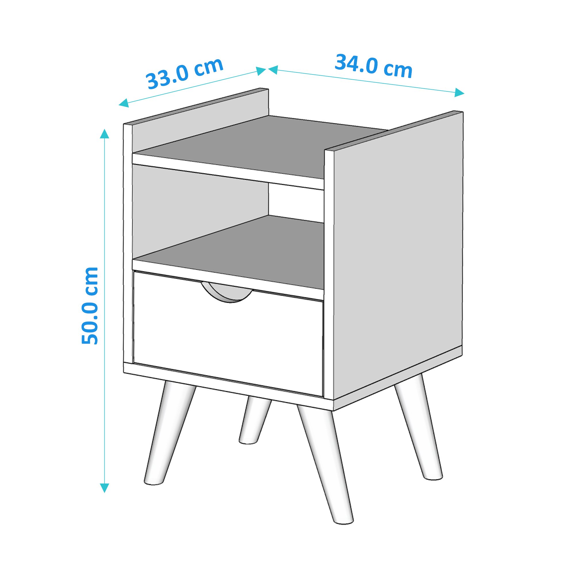 Mesa de Cabeceira Pés Antiumidade Estilo Retrô Alice:cinza/freijo - 5