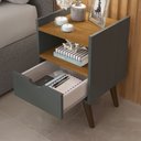 Ver imagem 3 de Mesa de Cabeceira Pés Antiumidade Estilo Retrô Alice:cinza/freijo