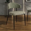 Ver imagem 1 de Cadeira Estofada para Sala de Jantar Serena Preto C01 Bouclê Verde - Lyam Decor