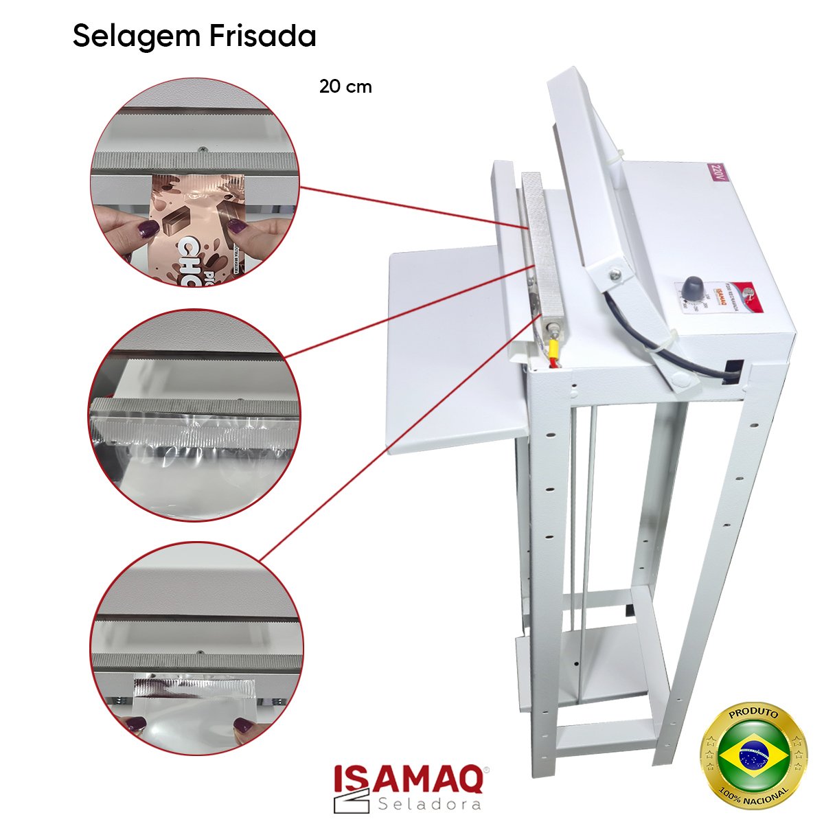 Seladora para Embalagens Aluminizada Pedal Recravada 20cm 220v - 3