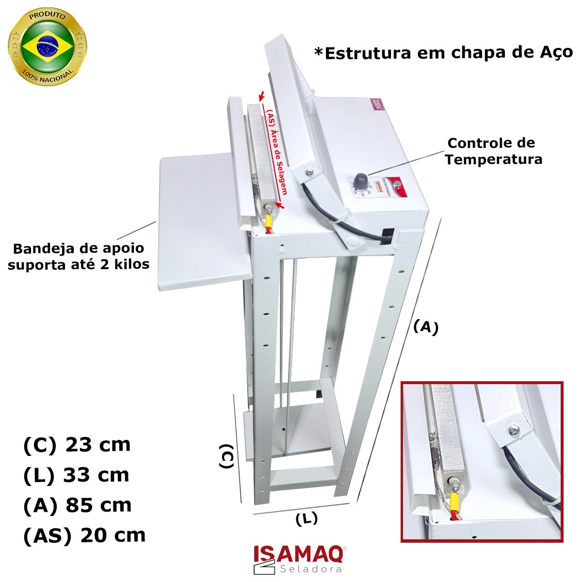 Seladora para Embalagens Aluminizada Pedal Recravada 20cm 220v - 2