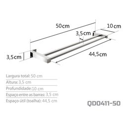 Toalheiro Duplo 50 Cm - Kromus Qd0411-50 - 3