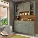 Ver imagem 3 de Armário de Cozinha com Balcão Sansa 8 Portas 2 Gavetas com Vidro Freijó/gris - Panorama Móveis