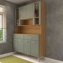 Ver imagem 2 de Armário de Cozinha com Balcão Sansa 8 Portas 2 Gavetas com Vidro Freijó/gris - Panorama Móveis