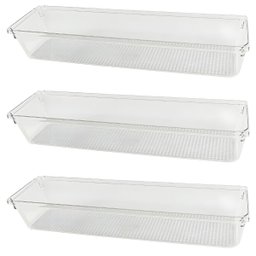 Kit com 3 Organizadores de Gavetas Transparente 30x8 - Praticidade e Elegância - 1
