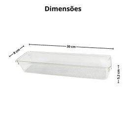 Kit com 3 Organizadores de Gavetas Transparente 30x8 - Praticidade e Elegância - 4