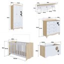 Ver imagem 3 de Quarto Infantil 5 Peças com Berço Guarda Roupa Cômoda Prateleira Caixa Organizadora MDP Carvalho