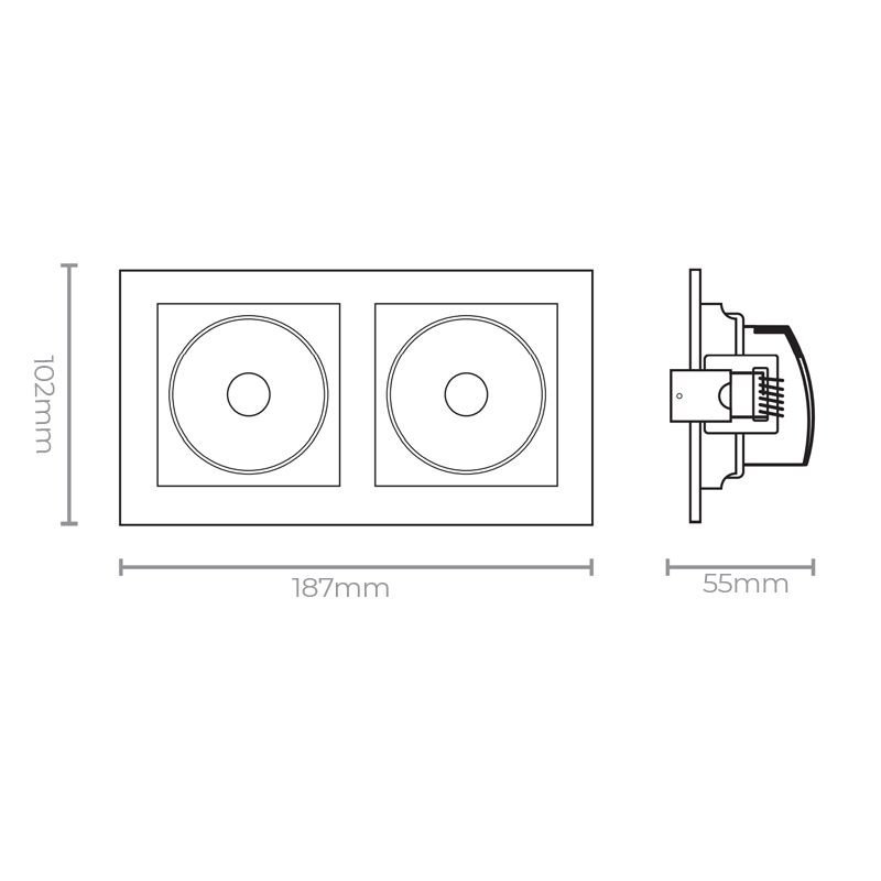 Spot de Led Recuado Taschibra Frame 2xMR16 Quadrado 10W Bivolt 3000K - Luz Amarela - 2