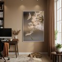 Ver imagem 1 de Quadro Decorativo Dente de Leão Branco 70x50cm Mold Preta